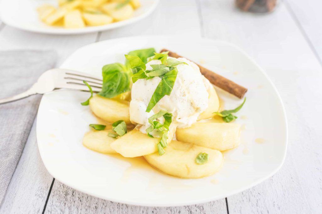 Apples Foster with Cinnamon Basil Ice Cream Savor Recipes