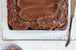 Chocolate Sheet Cake With Chocolate Ganache Frosting