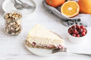 Gluten Free Oat and Almond Crusted Cranberry-Orange Cheesecake