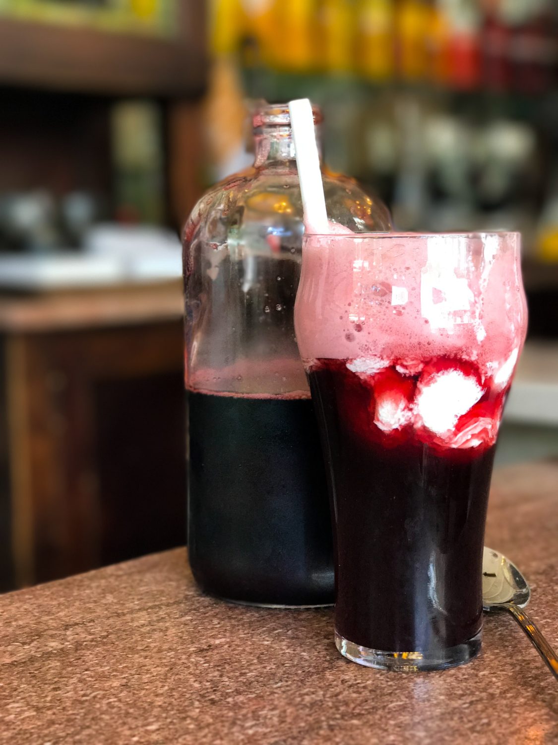 a cherry cola float