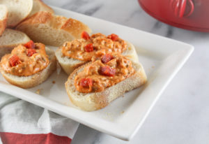 Party Pizza Dip on pieces of bread