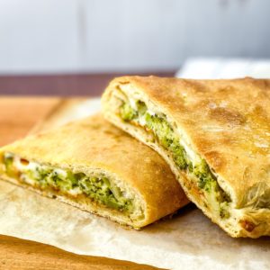 calzone with cheese and broccoli