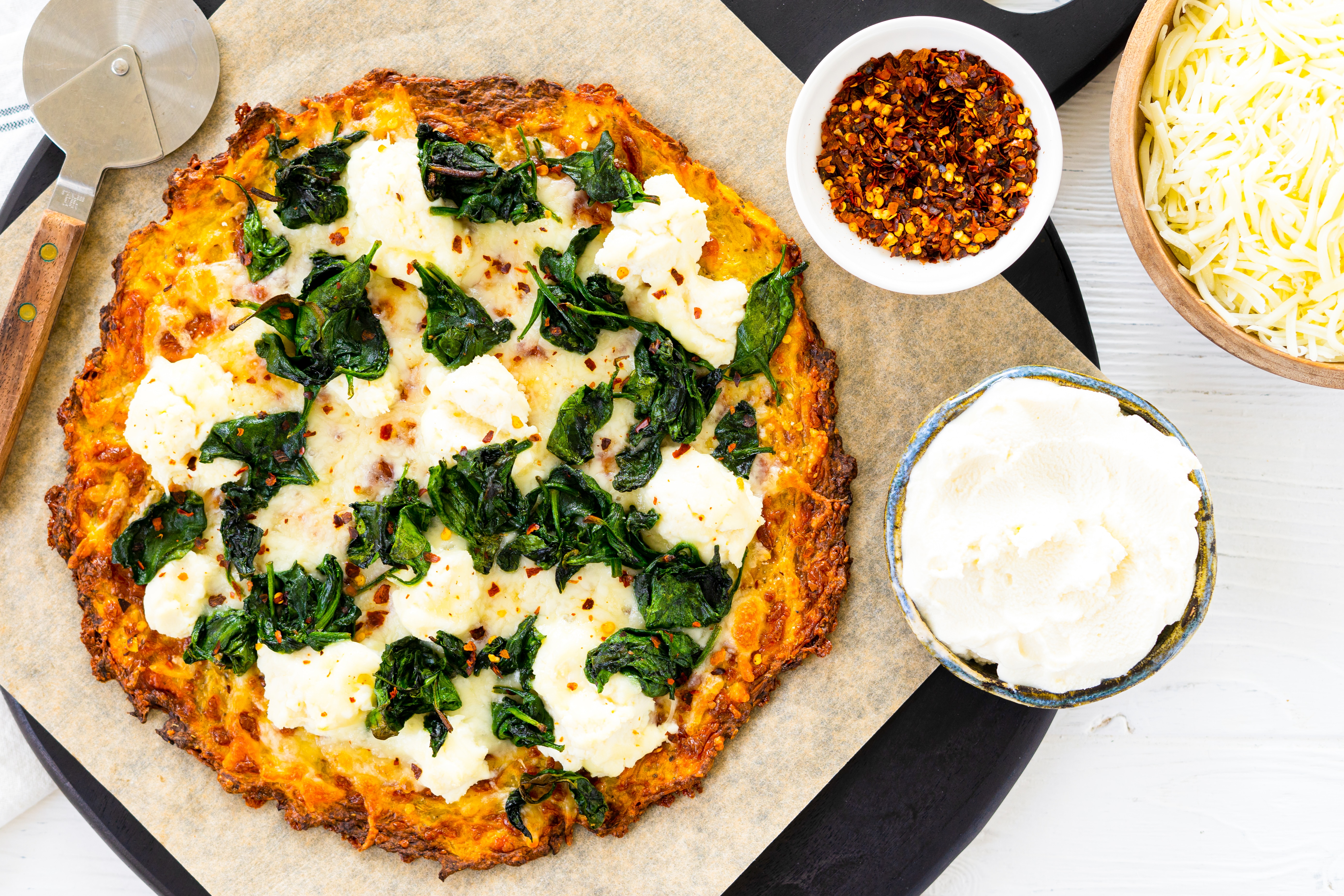 Cauliflower Crust White Pizza | Savor Recipes