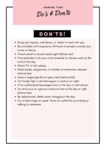 unwind time dos and don'ts graphic