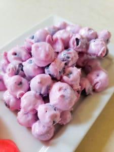 blueberries covered in yogurt and frozen