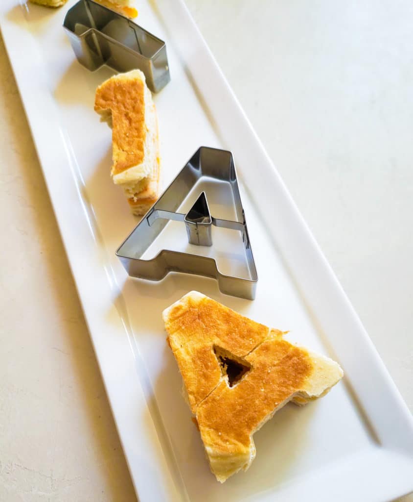 a sandwich cut out with the A cookie cutter