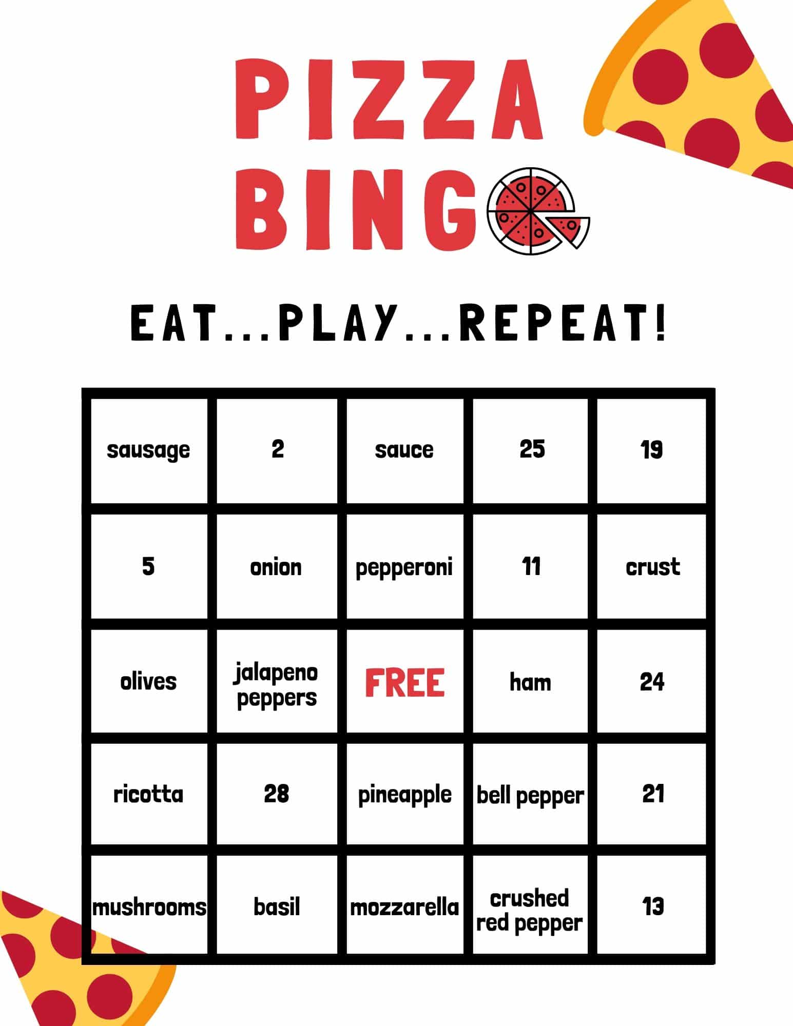 pizza bingo graphic