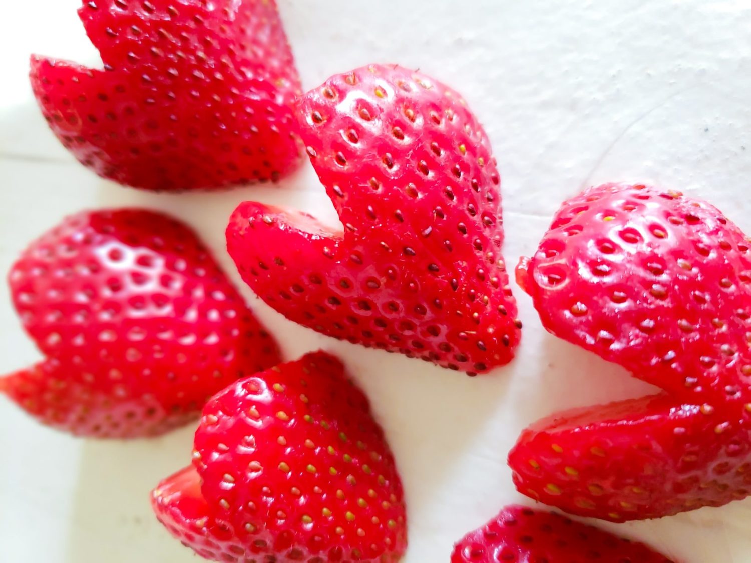 strawberries cut to look like little hearts