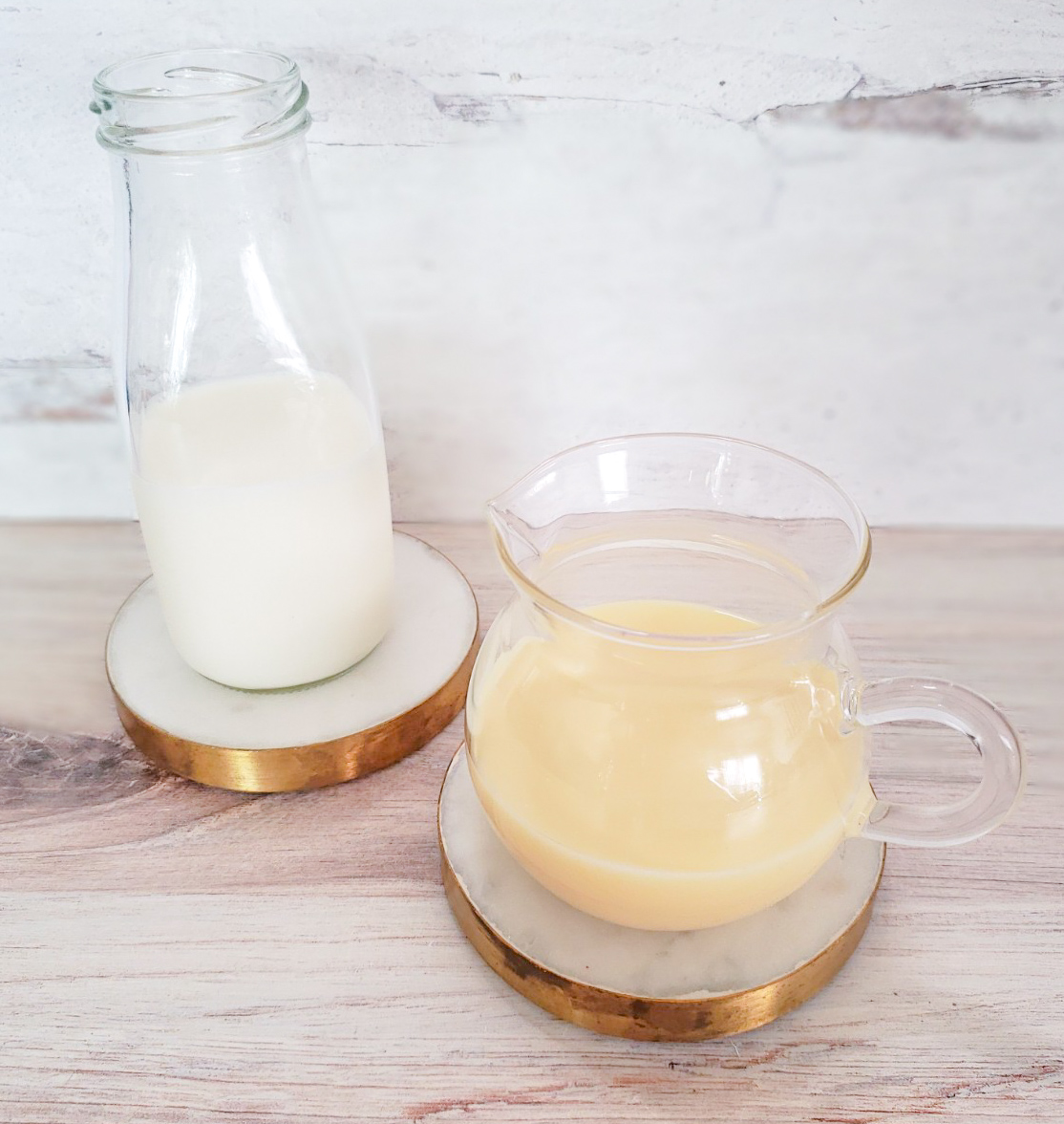 two glasses of flavored homemade coffee creamer