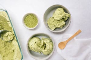matcha ice cream in a bowl