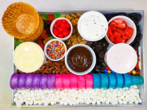 ice cream sundae board close up
