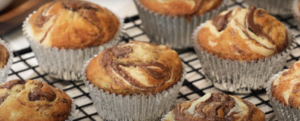 muffins de queso crema, banano y nutella